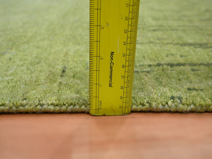 2'6" x 6'2" New Hand Knotted Green Wool Runner Oriental Rug - MOA10275841