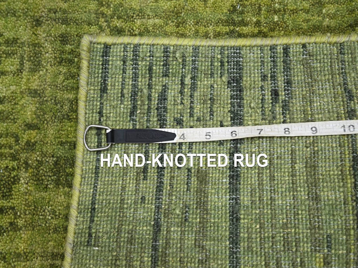 2'6" x 6'2" New Hand Knotted Green Wool Runner Oriental Rug - MOA10275841