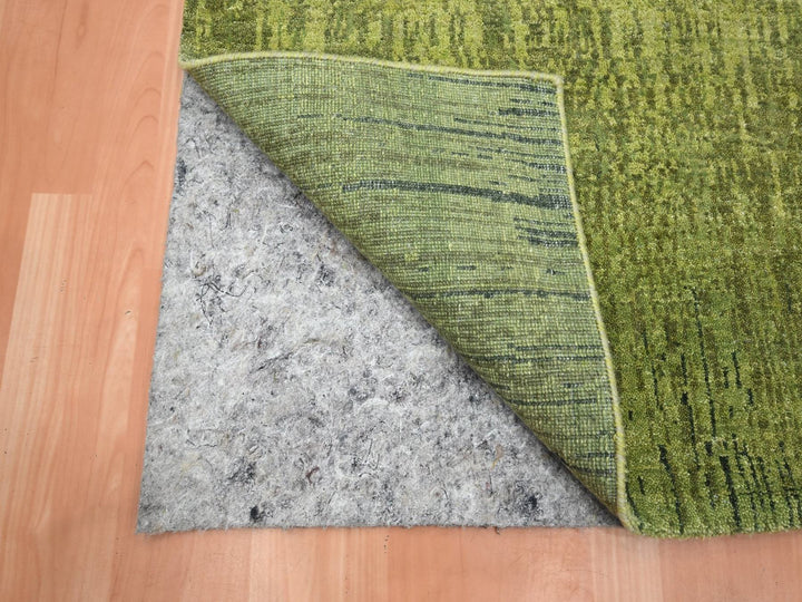 2'7" x 6'1" New Hand Knotted Green Wool Runner Oriental Rug - MOA10275842