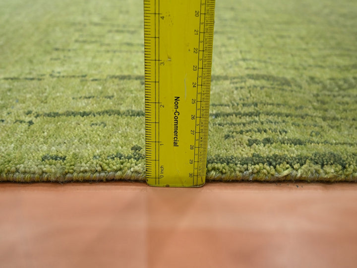 2'7" x 6'1" New Hand Knotted Green Wool Runner Oriental Rug - MOA10275842