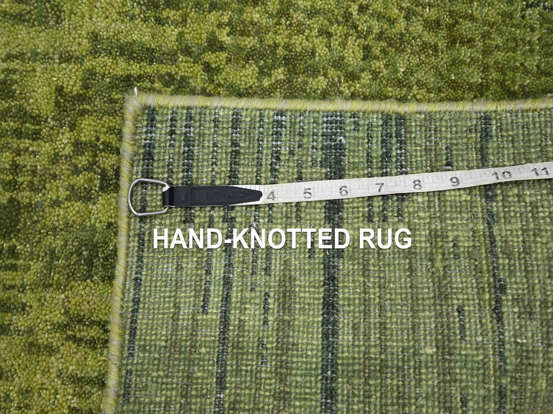 2'7" x 6'1" New Hand Knotted Green Wool Runner Oriental Rug - MOA10275842