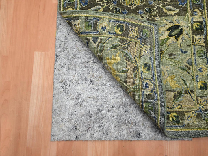 2'7" x 13'10" New Hand Knotted Green Wool Runner Oriental Rug - MOA10275843