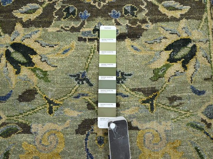 2'7" x 13'10" New Hand Knotted Green Wool Runner Oriental Rug - MOA10275843