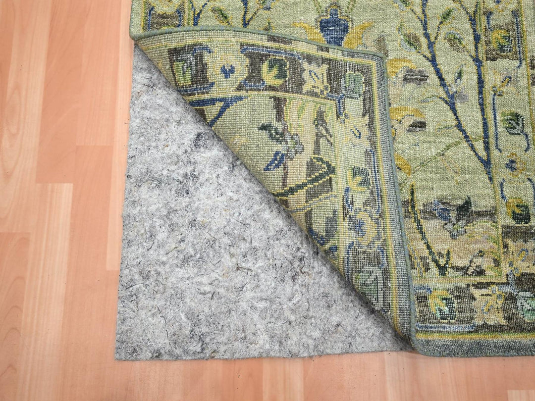 2'8" x 16'3" New Hand Knotted Green Wool Runner Oriental Rug - MOA10275846