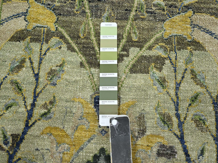 2'8" x 16'3" New Hand Knotted Green Wool Runner Oriental Rug - MOA10275846