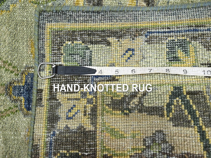 2'8" x 16'3" New Hand Knotted Green Wool Runner Oriental Rug - MOA10275846