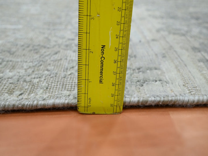 2'4" x 6'0" New Hand Knotted Grey Wool & Silk Runner Oriental Rug - MOA10275847