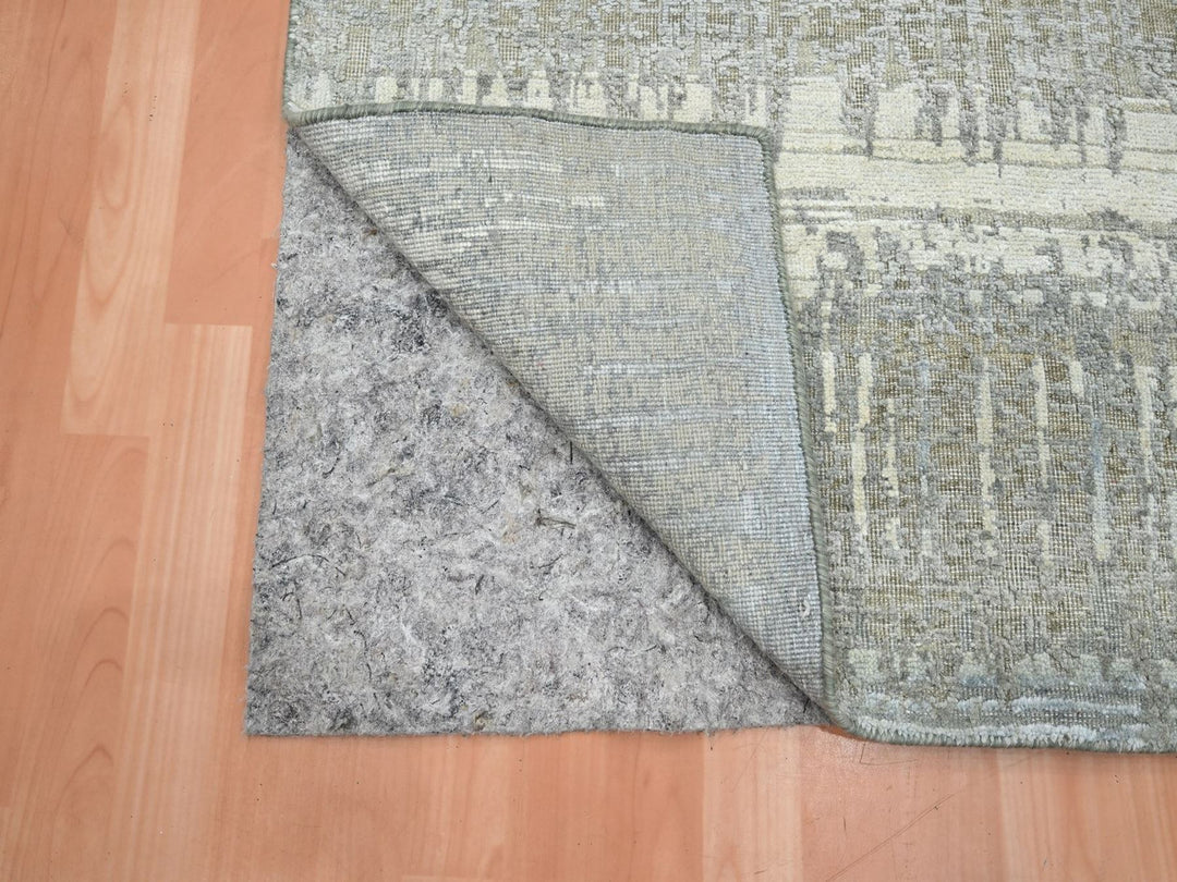 3'0" x 4'11" New Hand Knotted Grey Wool & Silk Rectangle Oriental Rug - MOA10275848