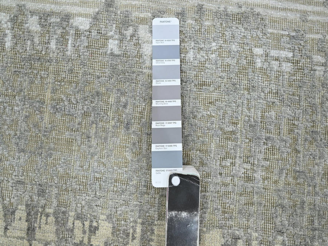 3'0" x 4'11" New Hand Knotted Grey Wool & Silk Rectangle Oriental Rug - MOA10275848