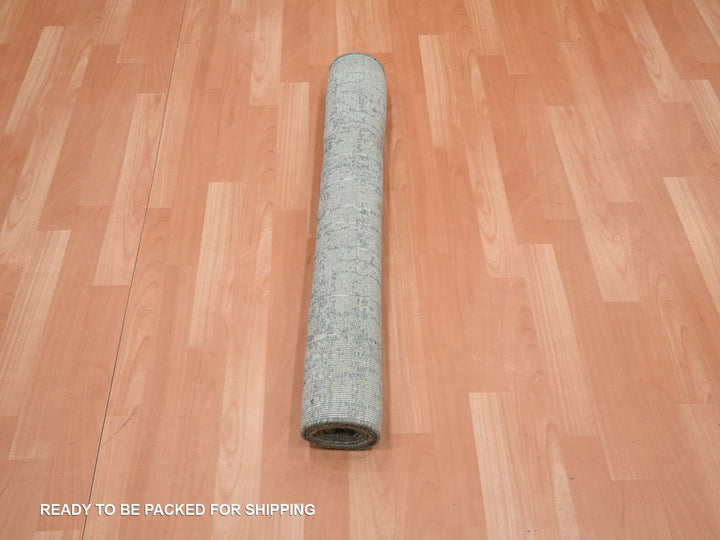 3'0" x 4'11" New Hand Knotted Grey Wool & Silk Rectangle Oriental Rug - MOA10275848