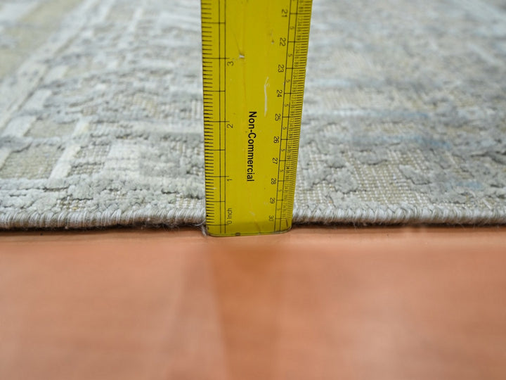 2'5" x 8'0" New Hand Knotted Grey Wool & Silk Runner Oriental Rug - MOA10275849