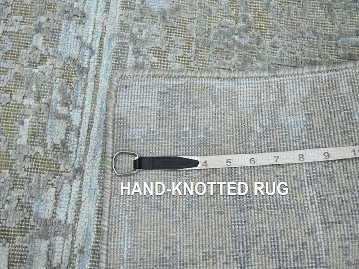 2'5" x 8'0" New Hand Knotted Grey Wool & Silk Runner Oriental Rug - MOA10275849