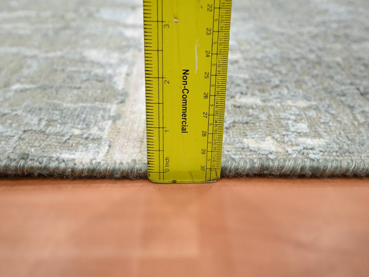 2'0" x 2'10" New Hand Knotted Grey Wool & Silk Rectangle Oriental Rug - MOA10275850