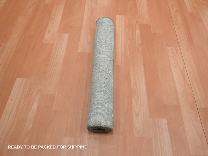 2'0" x 2'10" New Hand Knotted Grey Wool & Silk Rectangle Oriental Rug - MOA10275850