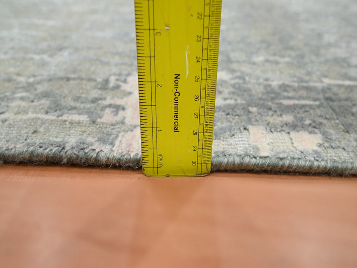 2'0" x 2'10" New Hand Knotted Grey Wool & Silk Rectangle Oriental Rug - MOA10275851