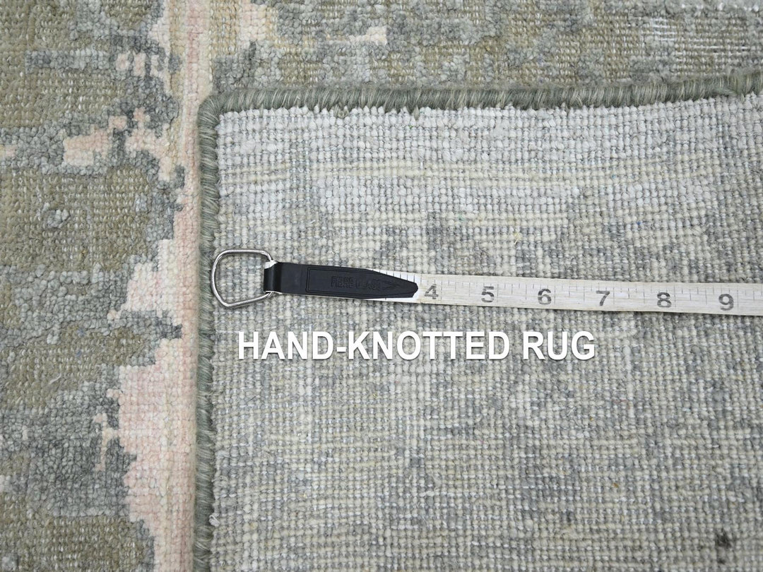 2'0" x 2'10" New Hand Knotted Grey Wool & Silk Rectangle Oriental Rug - MOA10275851