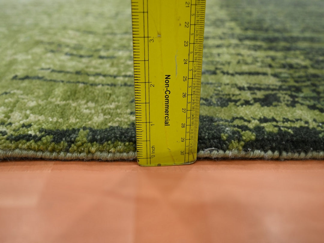 2'0" x 3'0" New Hand Knotted Green Wool Rectangle Oriental Rug - MOA10275852