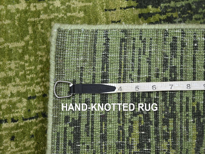 2'0" x 3'0" New Hand Knotted Green Wool Rectangle Oriental Rug - MOA10275852