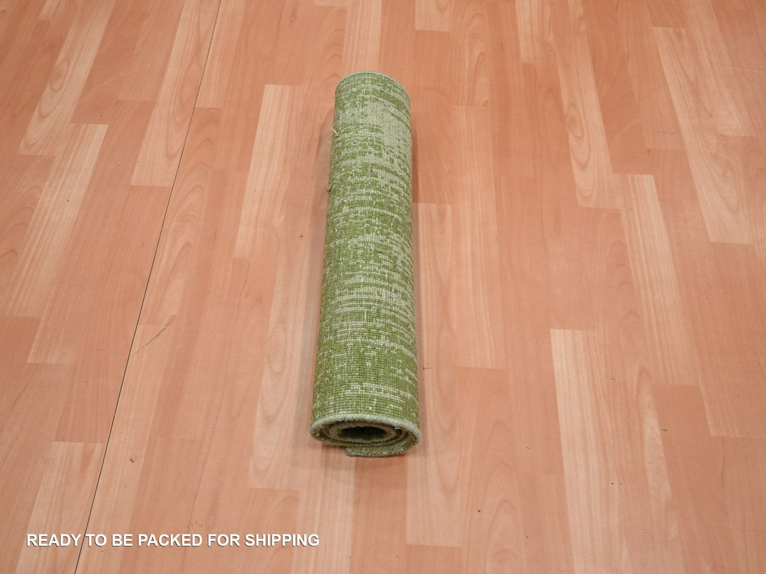 2'0" x 3'0" New Hand Knotted Green Wool Rectangle Oriental Rug - MOA10275852