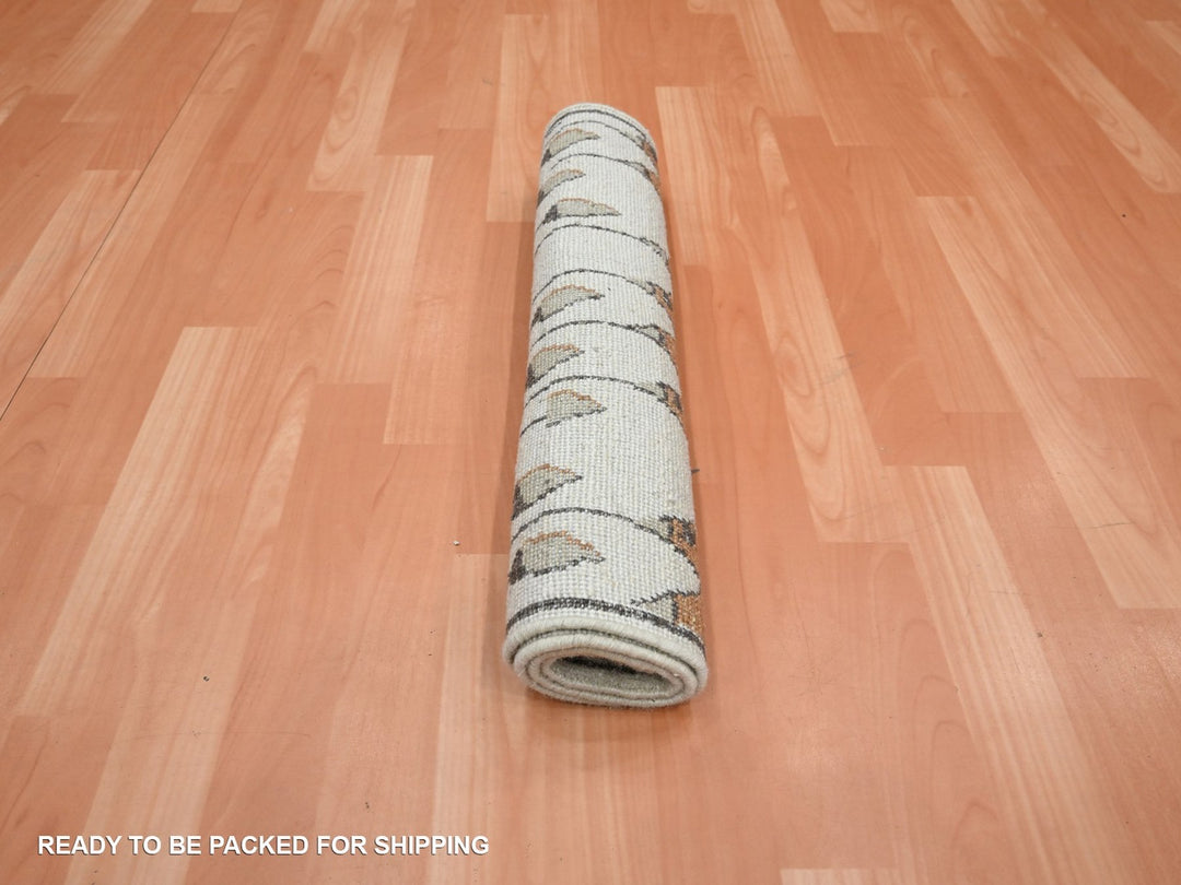 2'1" x 3'5" New Hand Knotted Brown Wool Rectangle Oriental Rug - MOA10275853