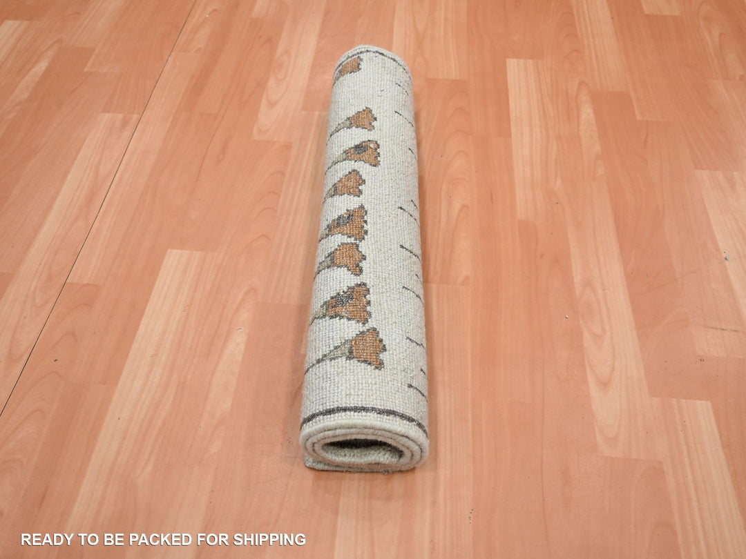 2'1" x 3'6" New Hand Knotted Brown Wool Rectangle Oriental Rug - MOA10275854