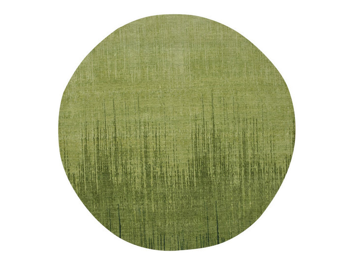 12'1" x 12'1" New Hand Knotted Green Wool Round Oriental Rug - MOA10275856