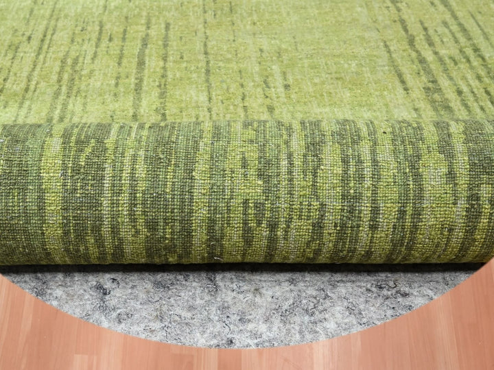 12'1" x 12'1" New Hand Knotted Green Wool Round Oriental Rug - MOA10275856