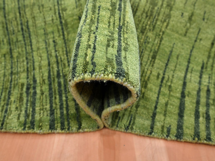 12'1" x 12'1" New Hand Knotted Green Wool Round Oriental Rug - MOA10275856