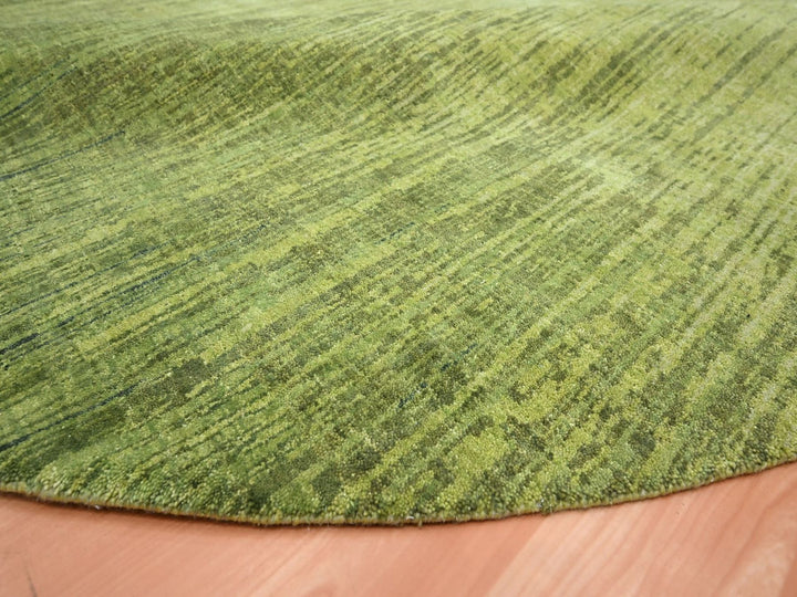 12'1" x 12'1" New Hand Knotted Green Wool Round Oriental Rug - MOA10275856