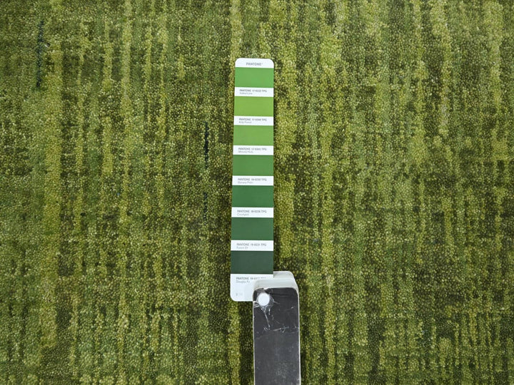 12'1" x 12'1" New Hand Knotted Green Wool Round Oriental Rug - MOA10275856