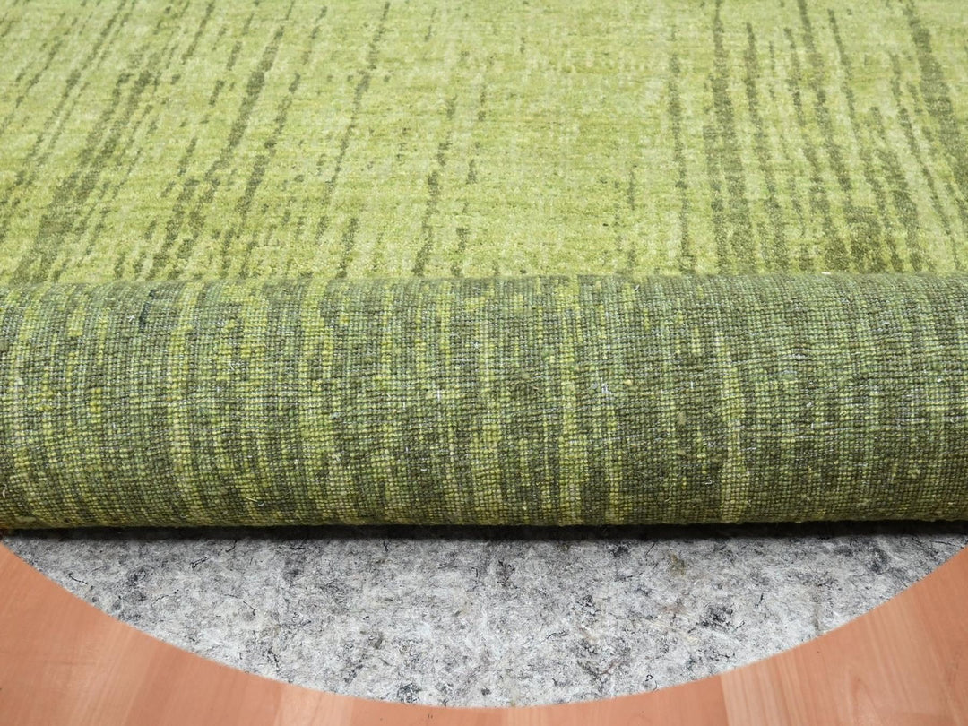 9'11" x 9'11" New Hand Knotted Green Wool Round Oriental Rug - MOA10275857