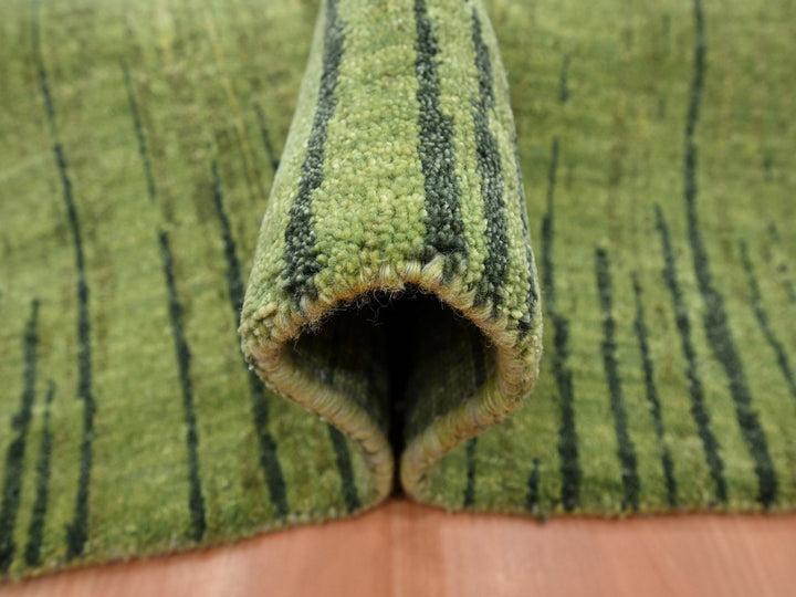 9'11" x 9'11" New Hand Knotted Green Wool Round Oriental Rug - MOA10275857