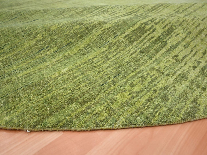 9'11" x 9'11" New Hand Knotted Green Wool Round Oriental Rug - MOA10275857