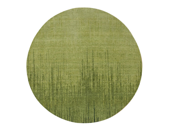 8'1" x 8'1" New Hand Knotted Green Wool Round Oriental Rug - MOA10275858