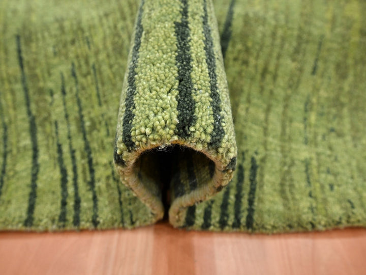 8'1" x 8'1" New Hand Knotted Green Wool Round Oriental Rug - MOA10275858