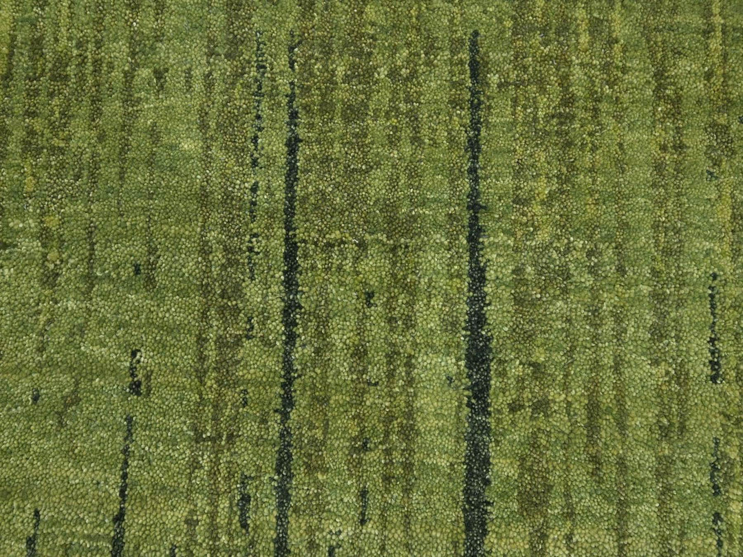 8'1" x 8'1" New Hand Knotted Green Wool Round Oriental Rug - MOA10275858