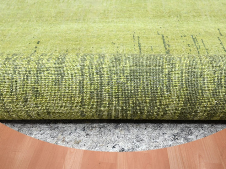 6'2" x 6'2" New Hand Knotted Green Wool Round Oriental Rug - MOA10275859