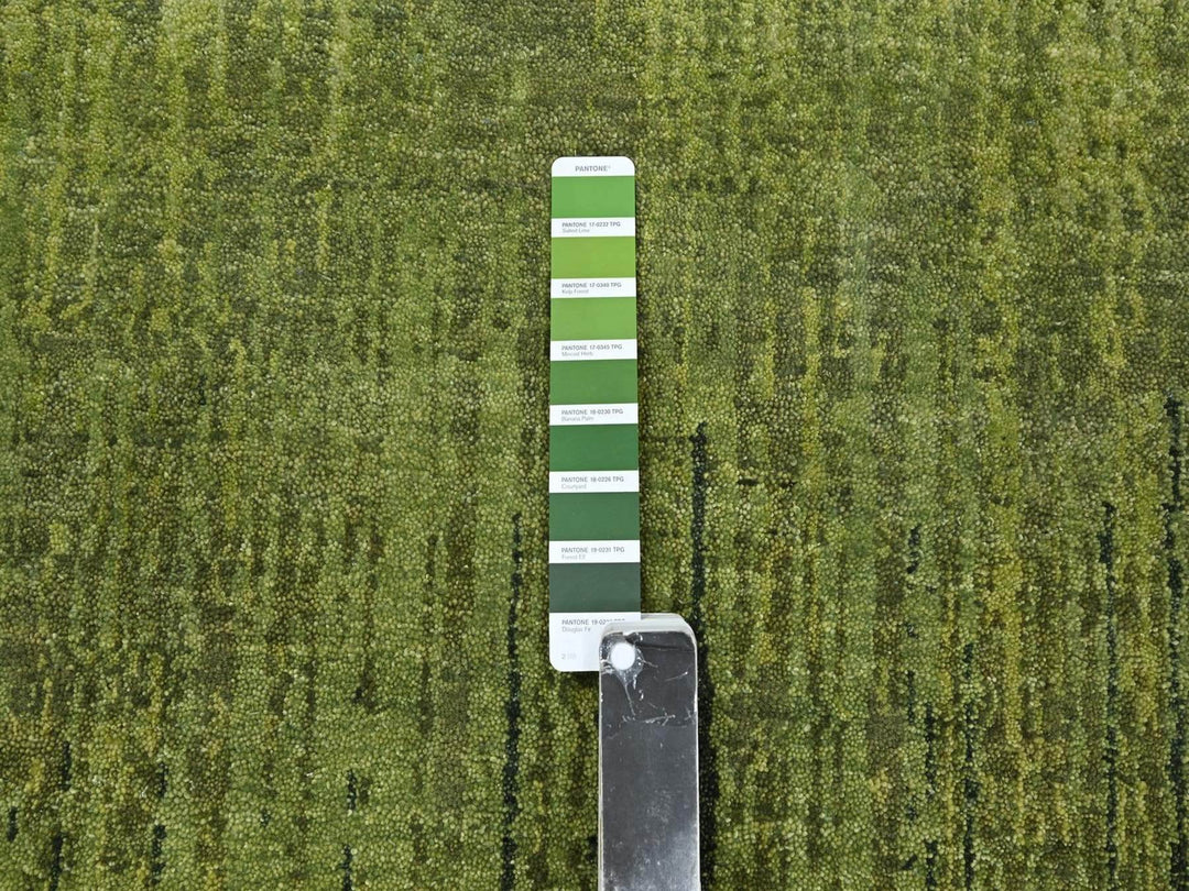 6'2" x 6'2" New Hand Knotted Green Wool Round Oriental Rug - MOA10275859