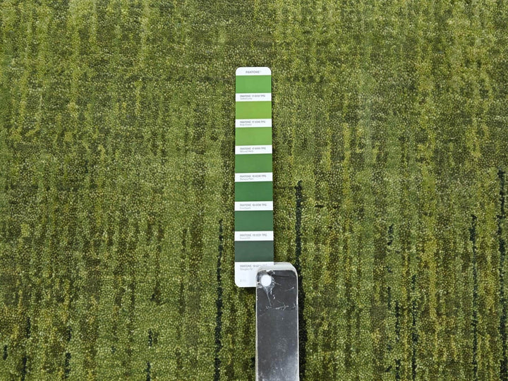 6'2" x 6'2" New Hand Knotted Green Wool Round Oriental Rug - MOA10275859