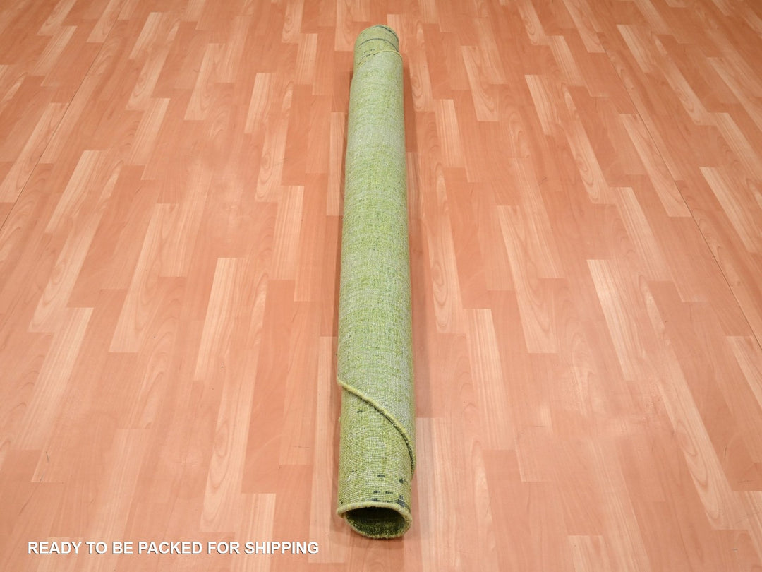 6'2" x 6'2" New Hand Knotted Green Wool Round Oriental Rug - MOA10275859