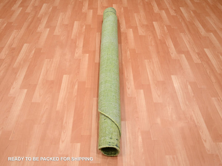 6'2" x 6'2" New Hand Knotted Green Wool Round Oriental Rug - MOA10275859