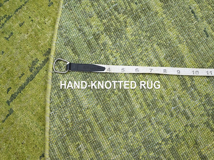 6'2" x 6'2" New Hand Knotted Green Wool Round Oriental Rug - MOA10275859