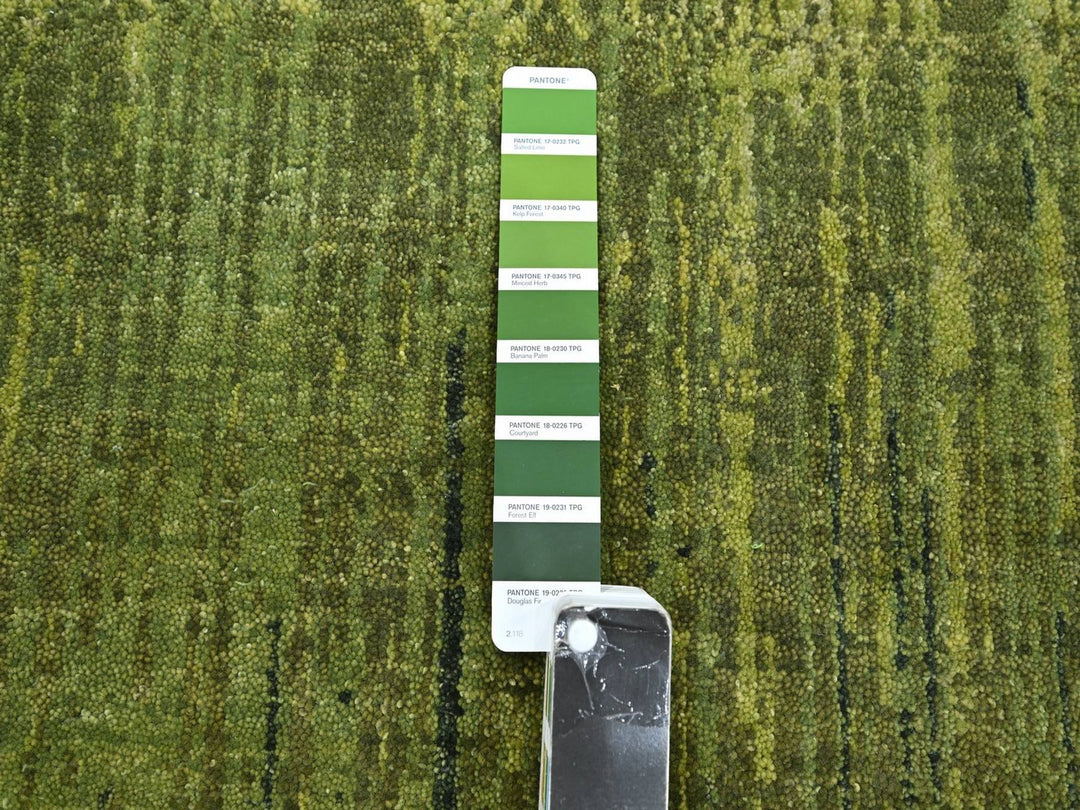 4'1" x 6'3" New Hand Knotted Green Wool Rectangle Oriental Rug - MOA10275860