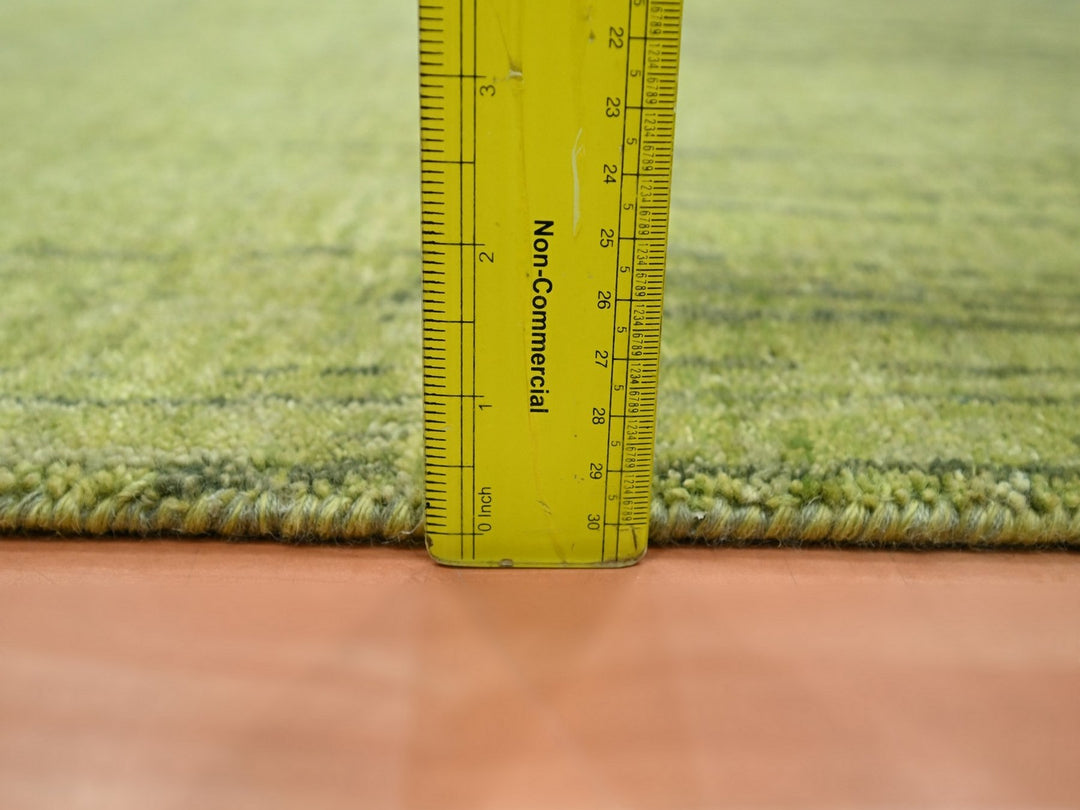 4'1" x 6'3" New Hand Knotted Green Wool Rectangle Oriental Rug - MOA10275860