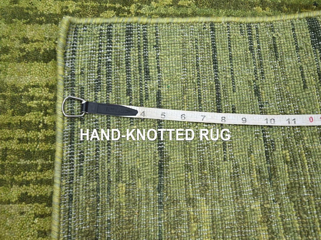 4'1" x 6'3" New Hand Knotted Green Wool Rectangle Oriental Rug - MOA10275860