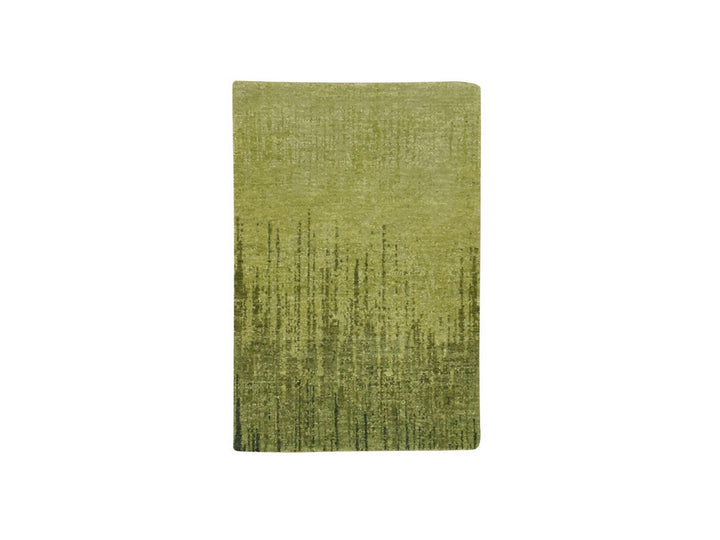 2'1" x 3'2" New Hand Knotted Green Wool Rectangle Oriental Rug - MOA10275862