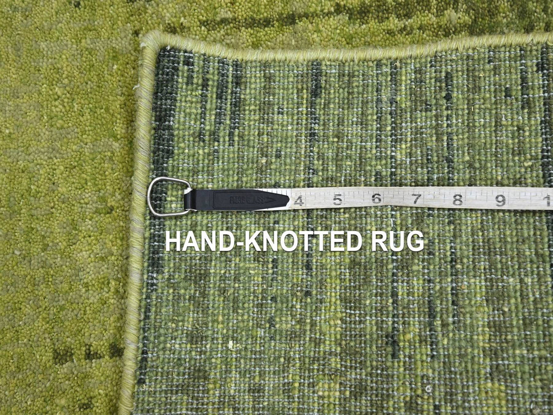 2'1" x 3'2" New Hand Knotted Green Wool Rectangle Oriental Rug - MOA10275862