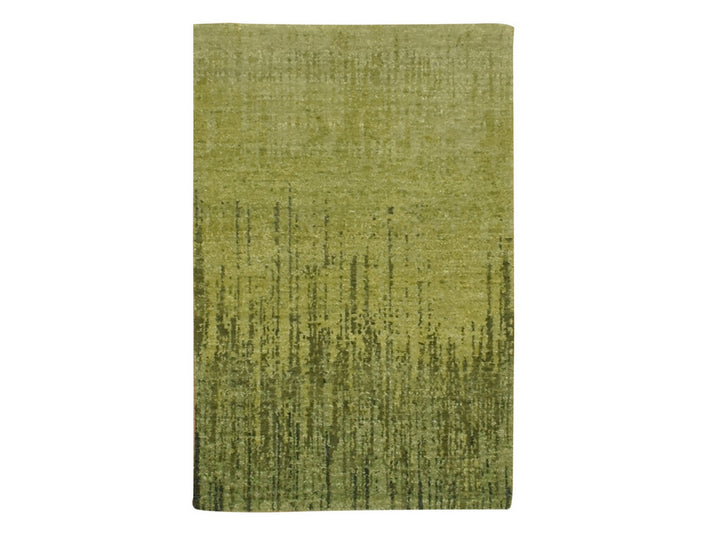 2'1" x 3'3" New Hand Knotted Green Wool Rectangle Oriental Rug - MOA10275864