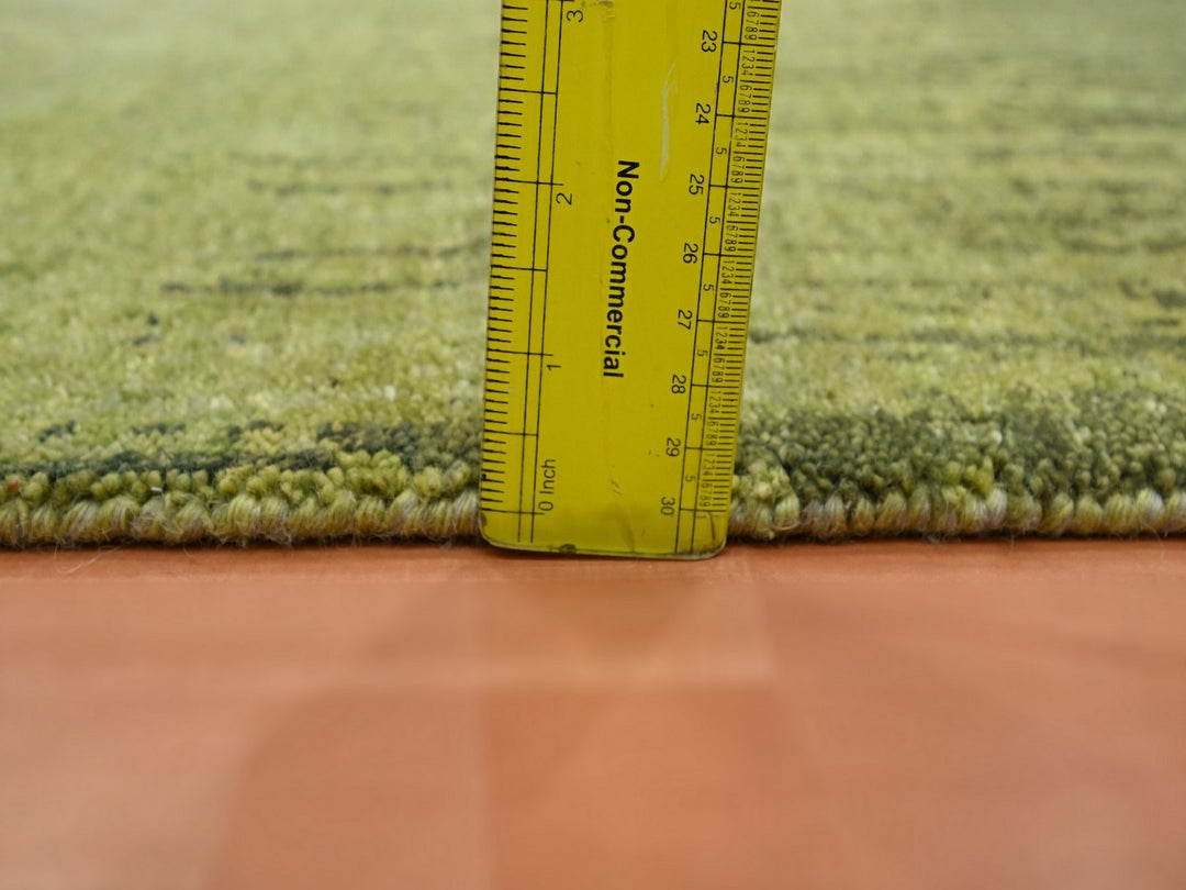 2'1" x 3'3" New Hand Knotted Green Wool Rectangle Oriental Rug - MOA10275864