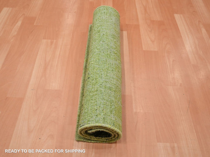 2'1" x 3'3" New Hand Knotted Green Wool Rectangle Oriental Rug - MOA10275864